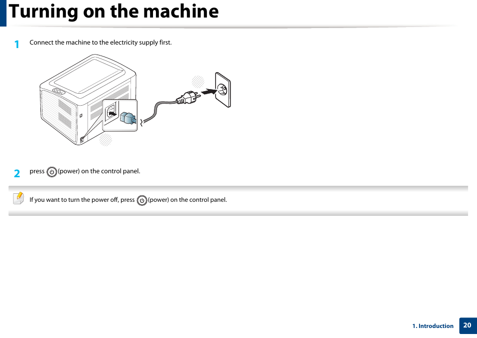 Turning on the machine | Samsung ML-2165W-XAC User Manual | Page 20 / 211