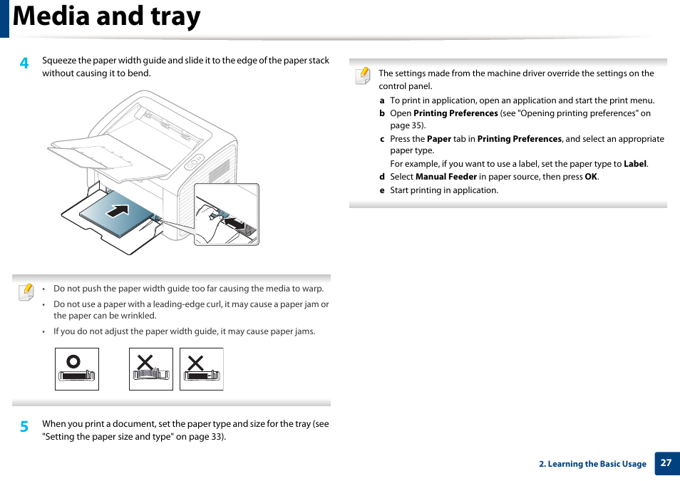 Media and tray | Samsung ML-2165W-XAC User Manual | Page 27 / 211
