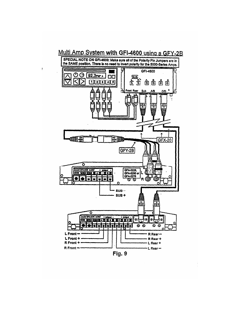 Fig. 9, Multi amp system with gfi^soo using a gfy-2b | Adcom 2-CHANNEL GFA-5275 User Manual | Page 11 / 16