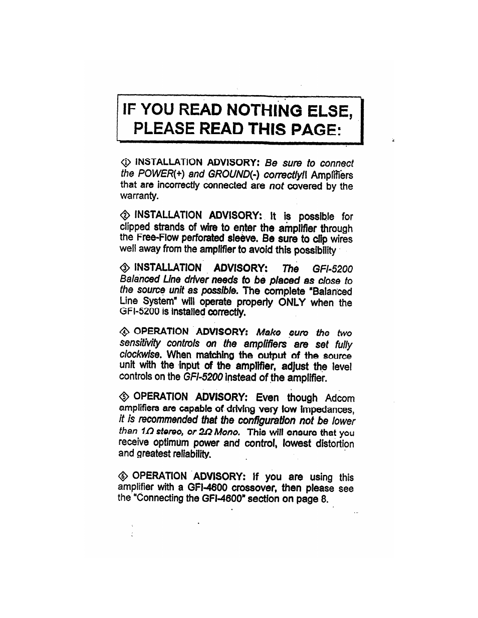 Adcom 2-CHANNEL GFA-5275 User Manual | Page 2 / 16
