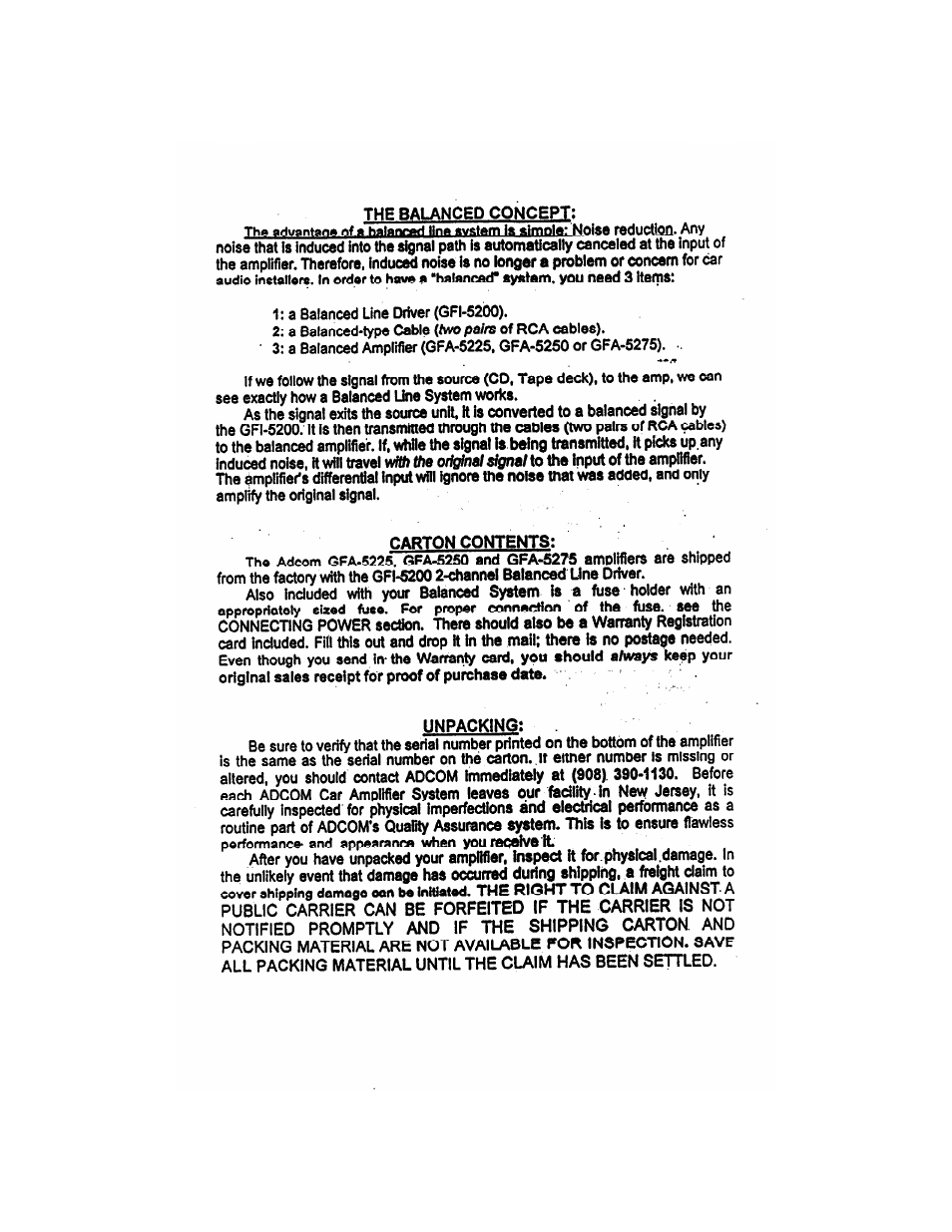 Adcom 2-CHANNEL GFA-5275 User Manual | Page 4 / 16