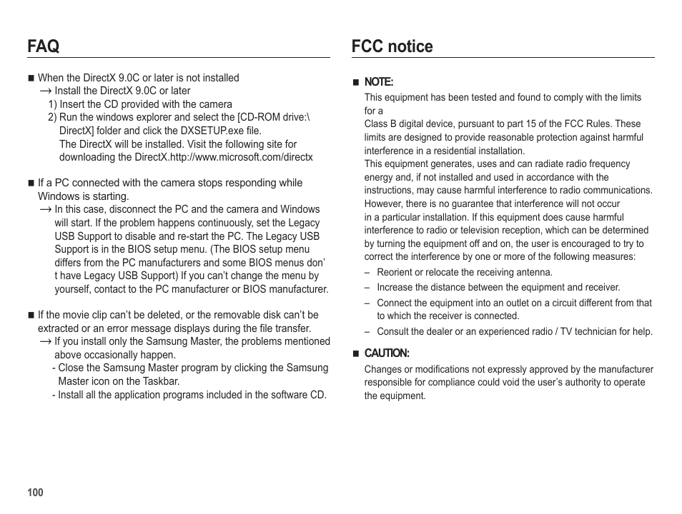 Fcc notice | Samsung EC-SL420SBP-US User Manual | Page 101 / 103