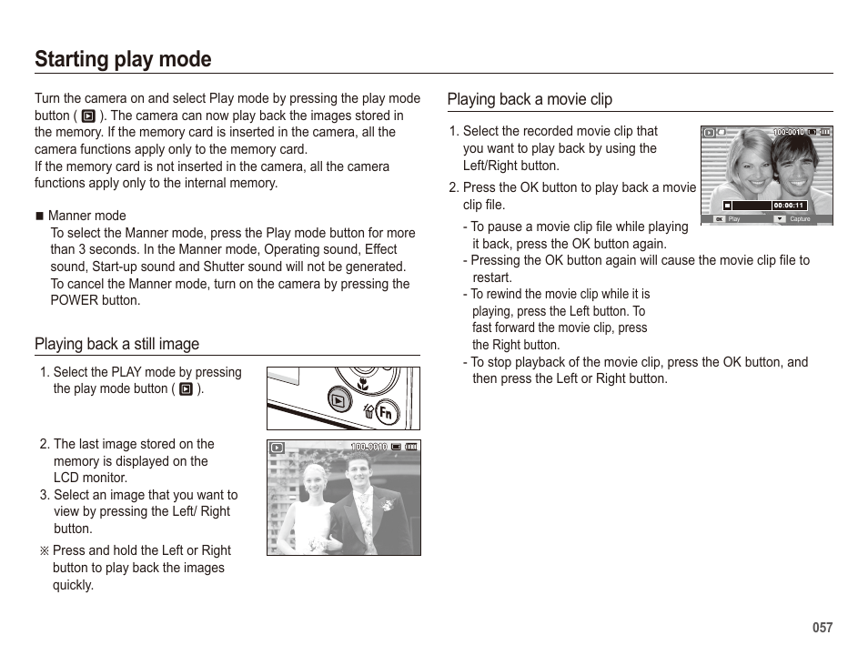 Starting play mode | Samsung EC-SL420SBP-US User Manual | Page 58 / 103