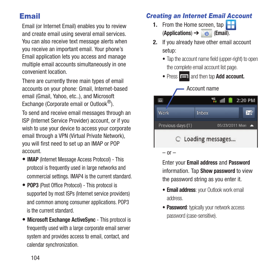 Email | Samsung SGH-T679DBWTMB User Manual | Page 108 / 278