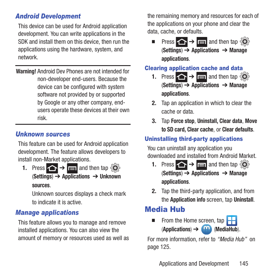 Media hub | Samsung SGH-T679DBWTMB User Manual | Page 149 / 278