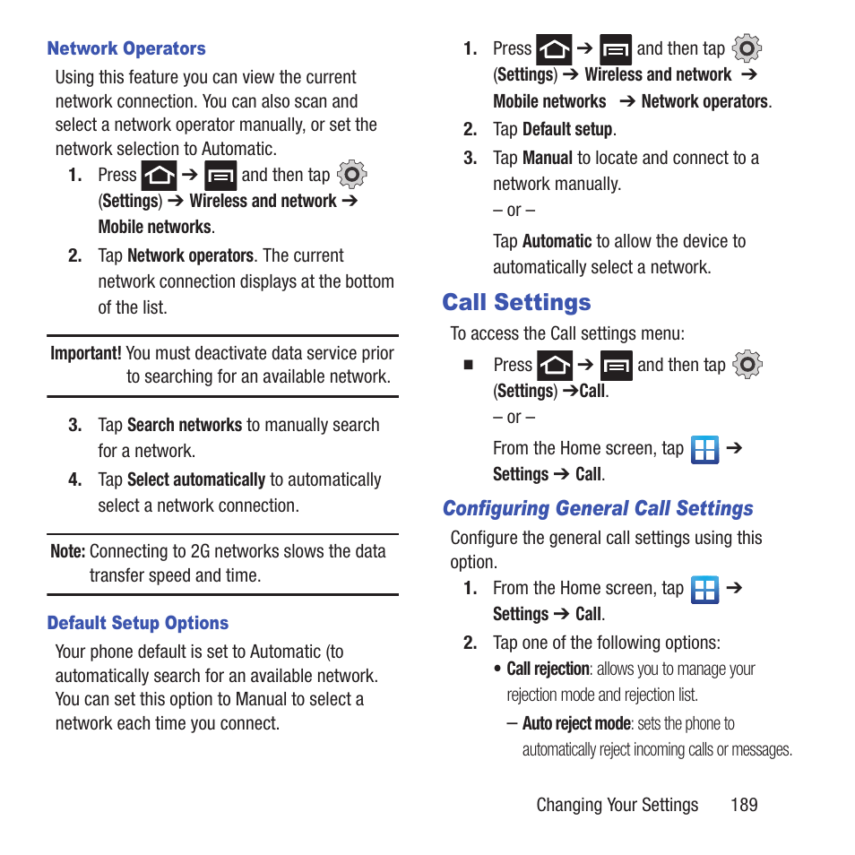 Call settings | Samsung SGH-T679DBWTMB User Manual | Page 193 / 278