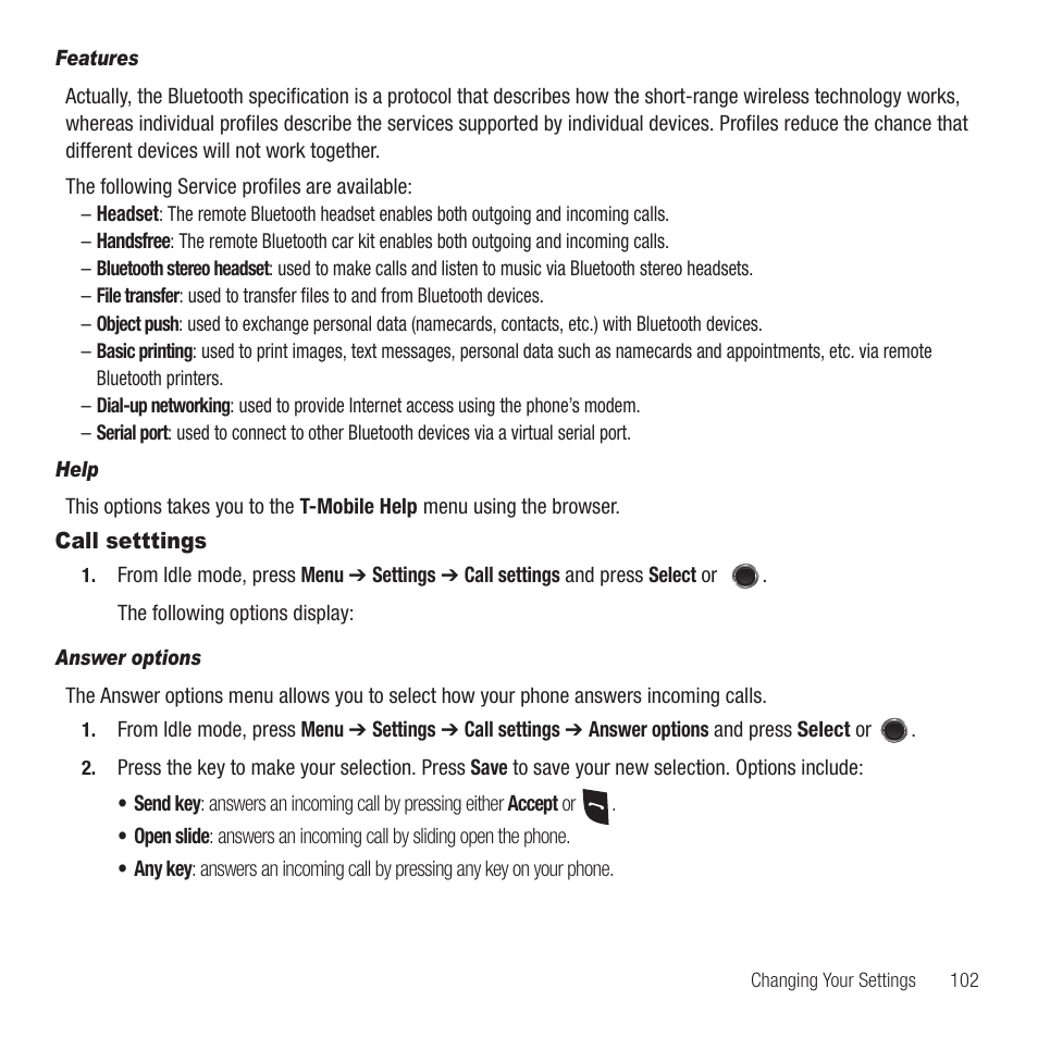 Call setttings | Samsung SGH-T249DABTMB User Manual | Page 105 / 144