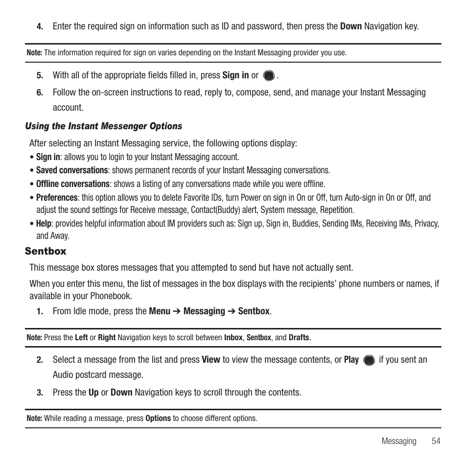 Sentbox | Samsung SGH-T249DABTMB User Manual | Page 57 / 144