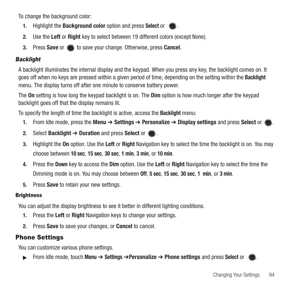 Phone settings | Samsung SGH-T249DABTMB User Manual | Page 97 / 144