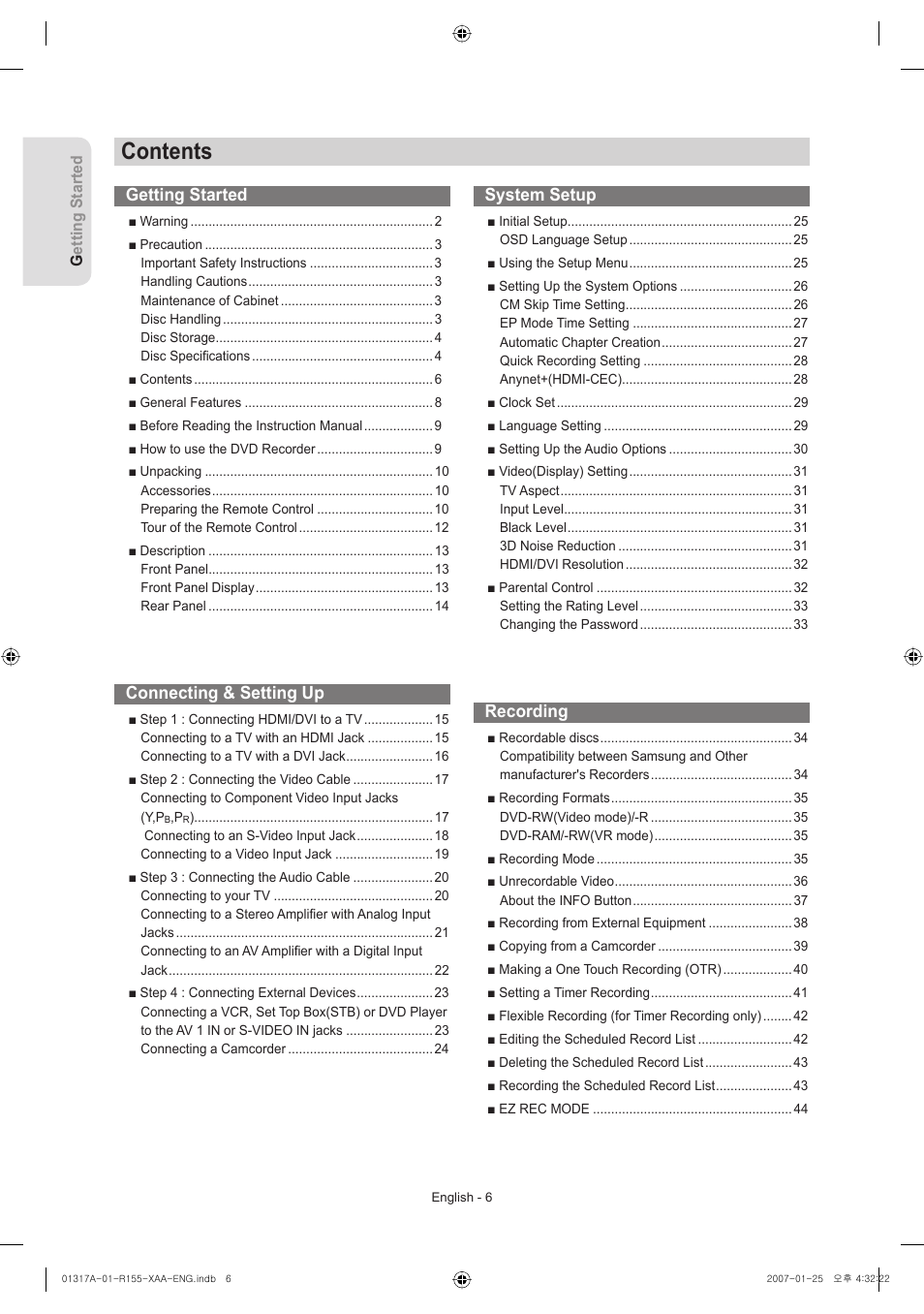 Samsung DVD-R155-XAA User Manual | Page 6 / 75