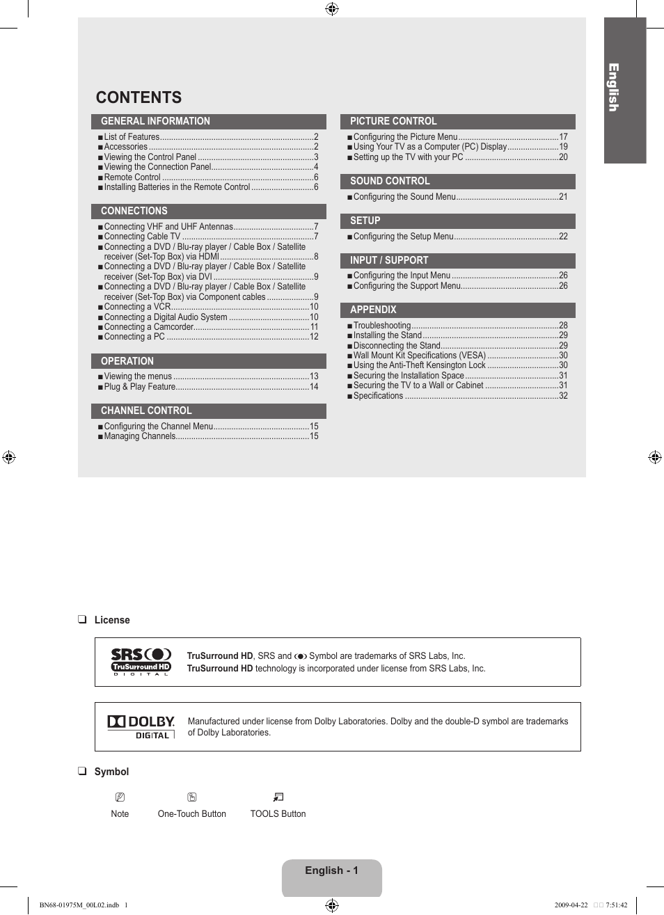 Samsung LN22B350F2DXZA User Manual | Page 3 / 69