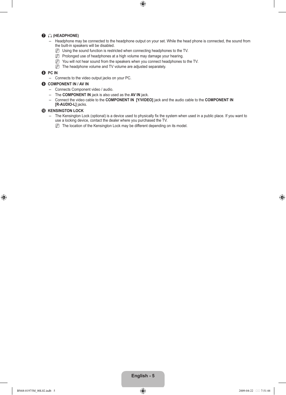 Samsung LN22B350F2DXZA User Manual | Page 7 / 69