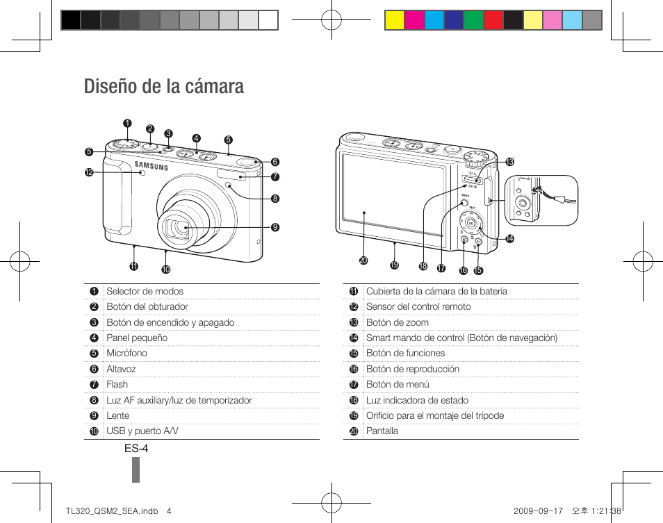 Diseño de la cámara | Samsung EC-TL320BBP-US User Manual | Page 14 / 24
