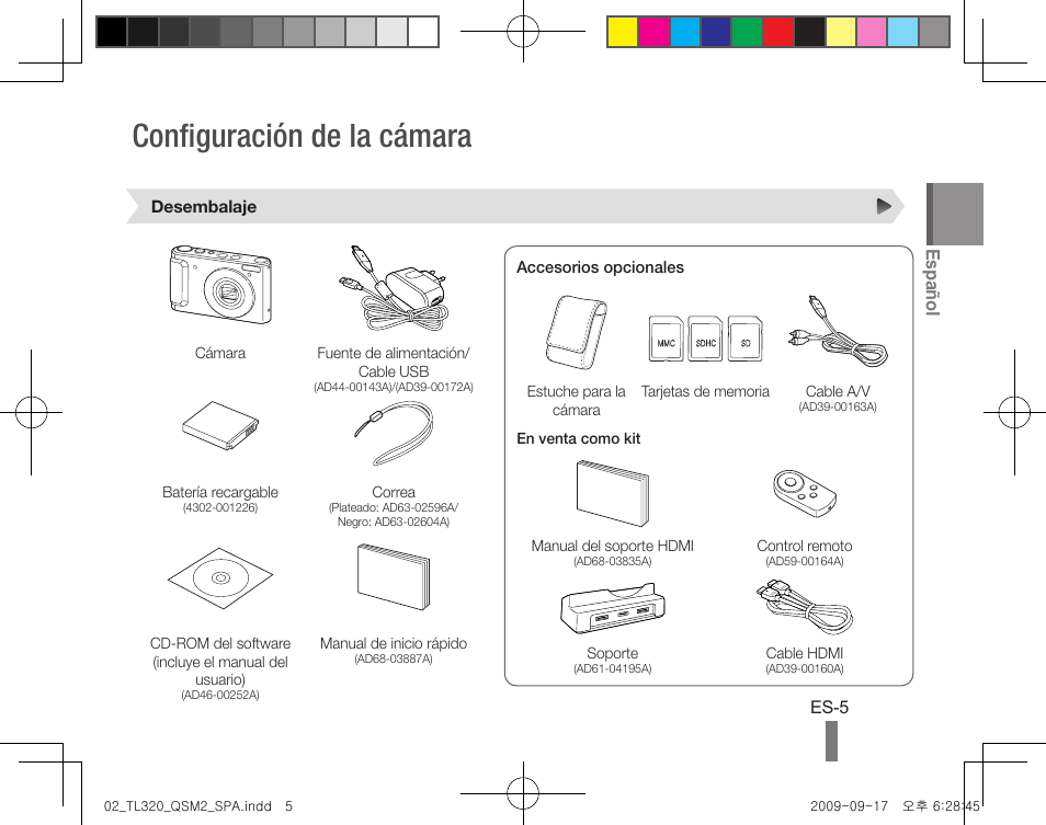 Configuración de la cámara | Samsung EC-TL320BBP-US User Manual | Page 15 / 24