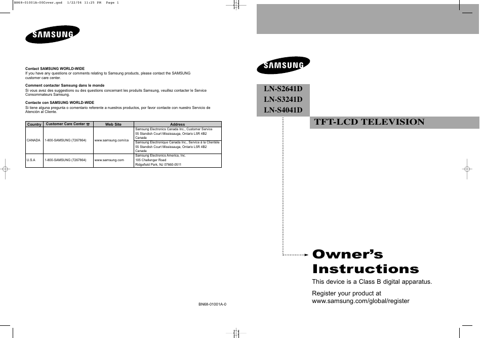 Samsung LNS4041DX-XAP User Manual | 179 pages