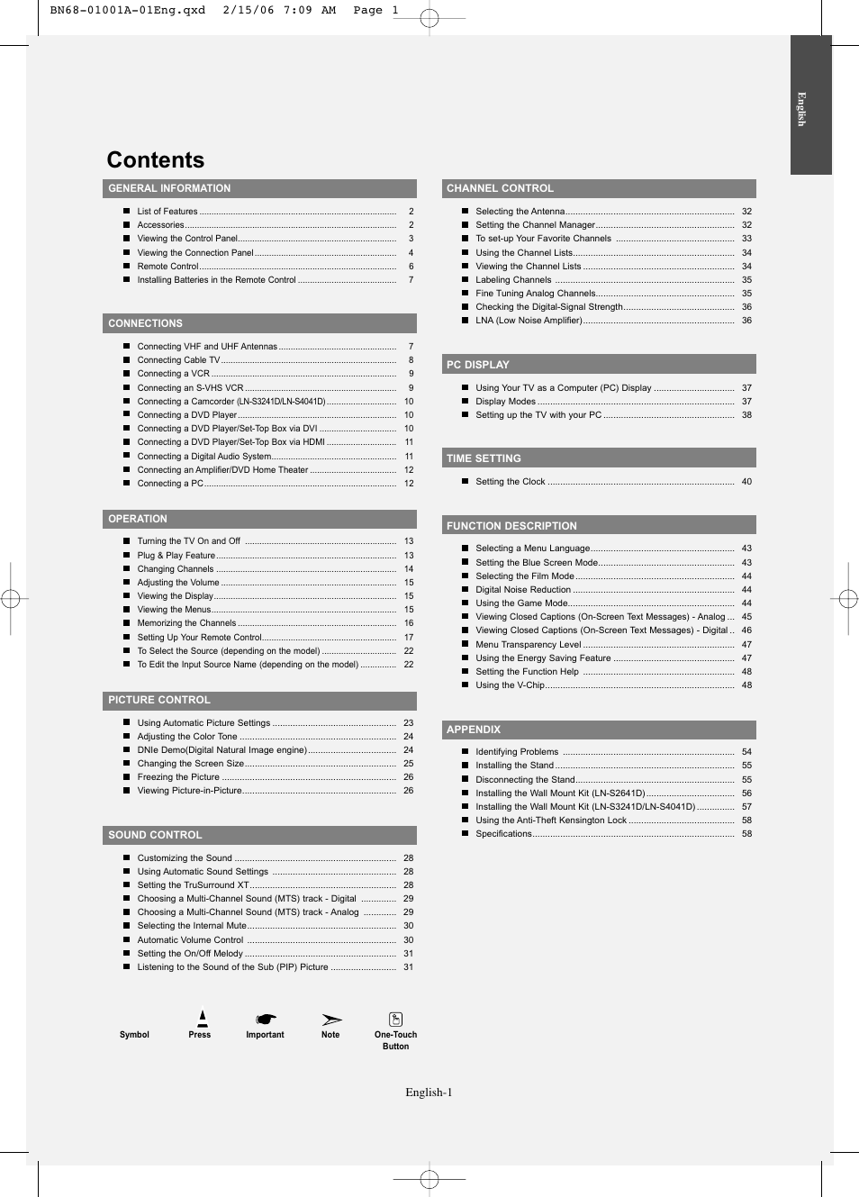 Samsung LNS4041DX-XAP User Manual | Page 3 / 179