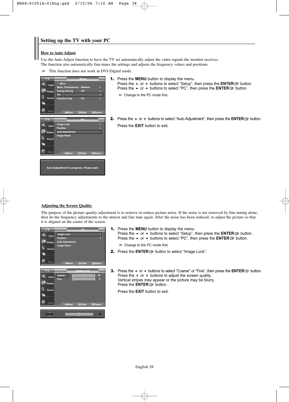 Setting up the tv with your pc | Samsung LNS4041DX-XAP User Manual | Page 40 / 179