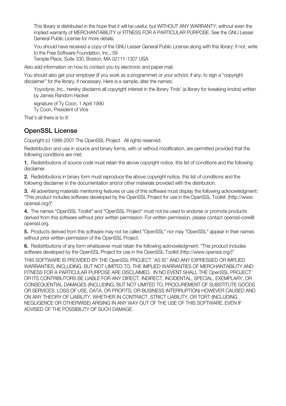 Openssl license | Samsung BD-P4600-XAA User Manual | Page 100 / 103