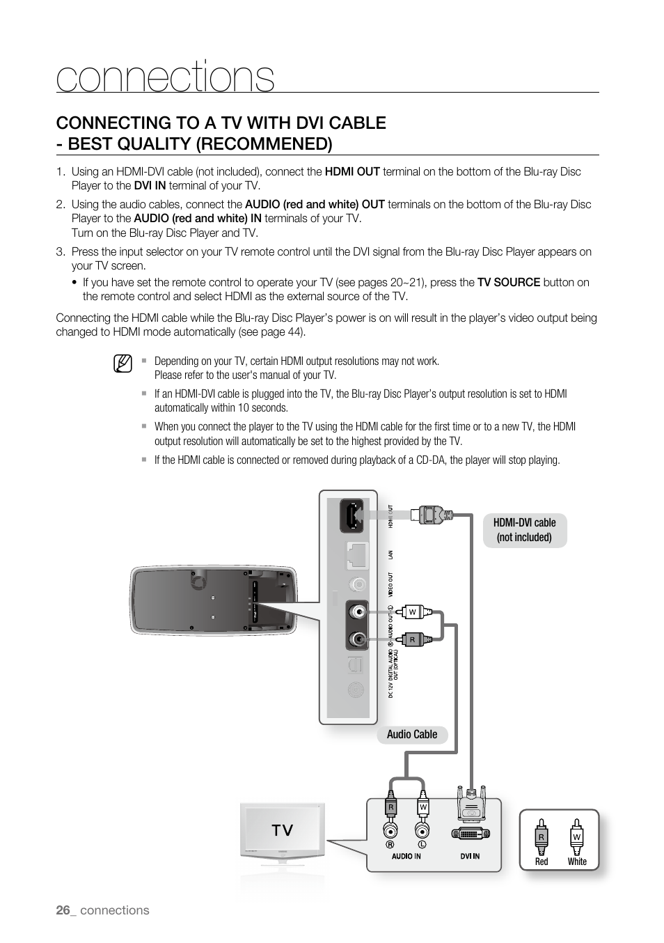 Connections | Samsung BD-P4600-XAA User Manual | Page 26 / 103