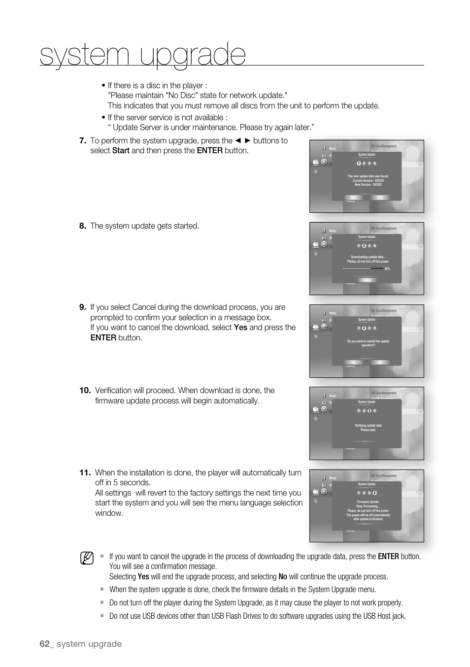 System upgrade | Samsung BD-P4600-XAA User Manual | Page 62 / 103