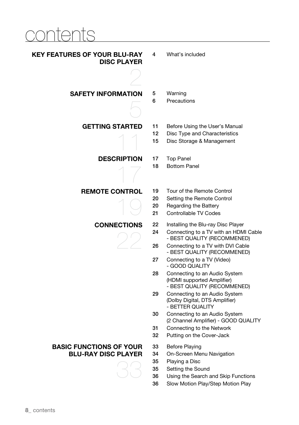 Samsung BD-P4600-XAA User Manual | Page 8 / 103