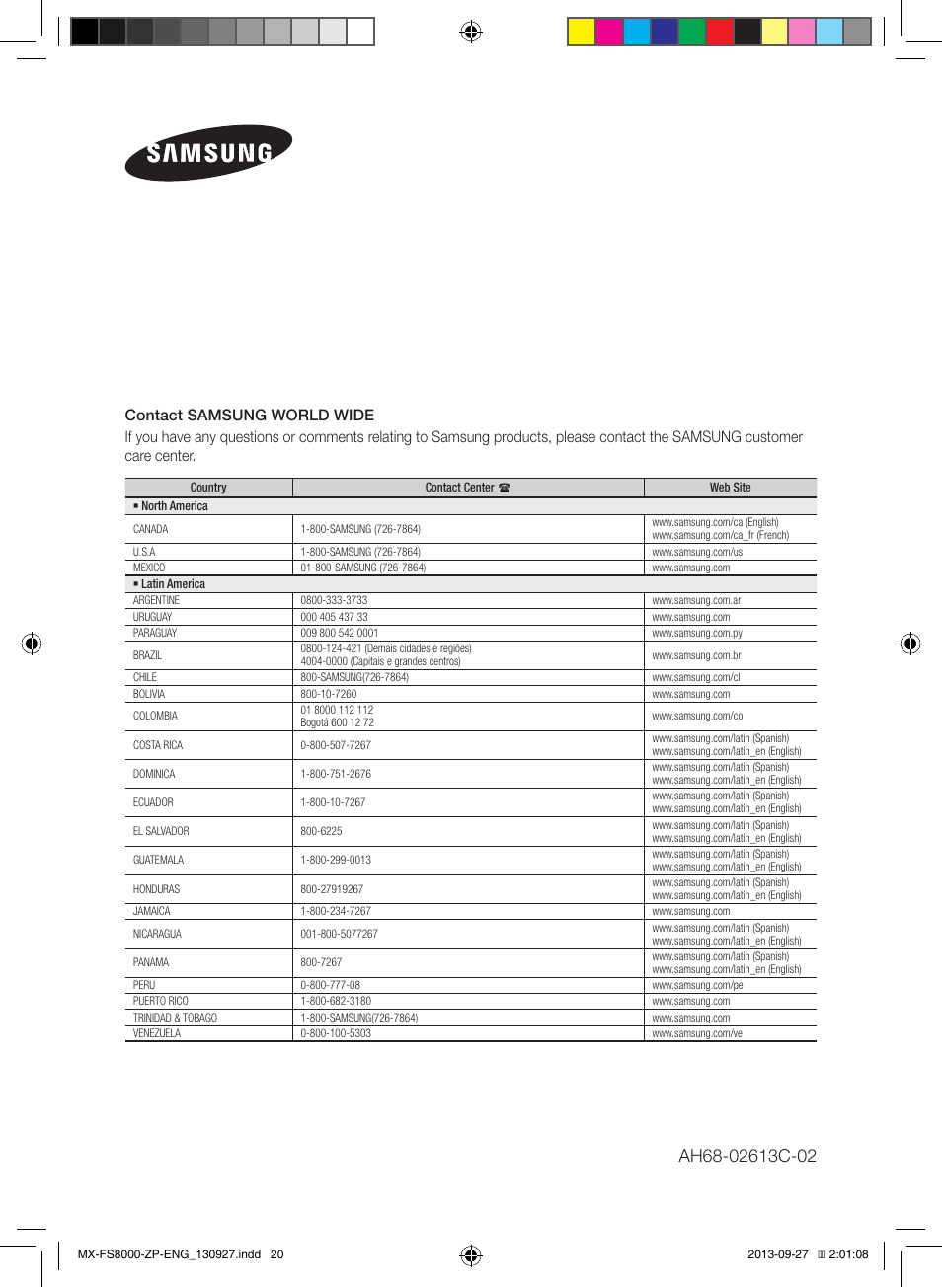 Samsung MX-FS8000-ZA User Manual | Page 20 / 40