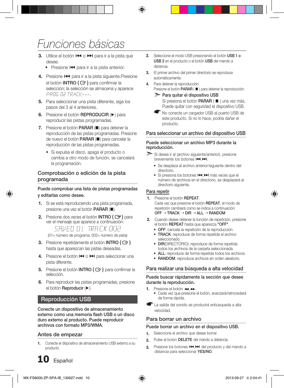 Funciones básicas | Samsung MX-FS8000-ZA User Manual | Page 30 / 40