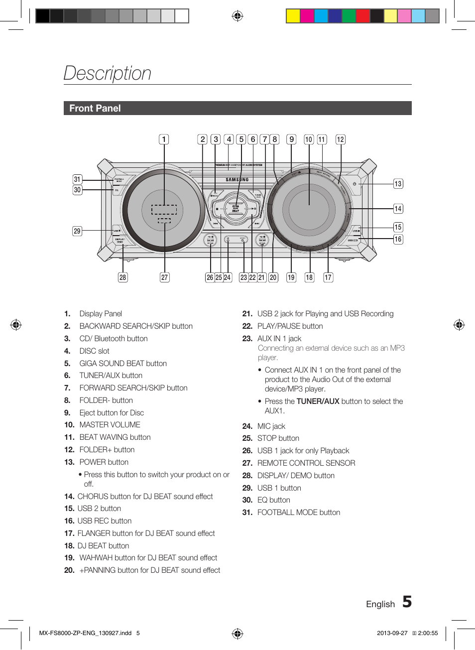 Description | Samsung MX-FS8000-ZA User Manual | Page 5 / 40