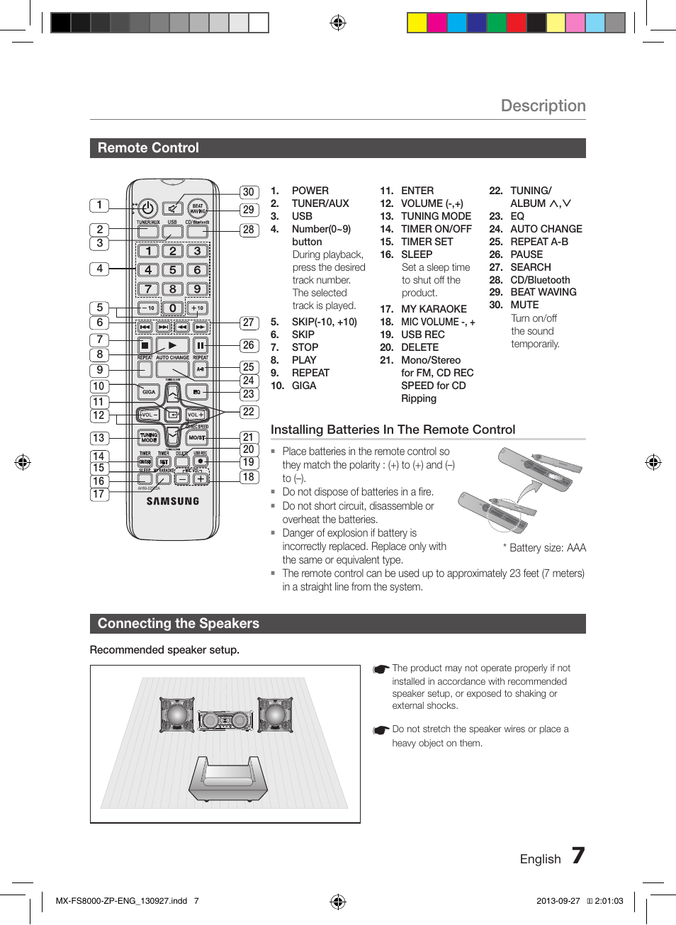 Description | Samsung MX-FS8000-ZA User Manual | Page 7 / 40