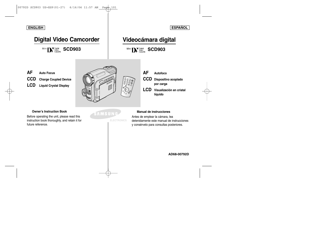 Samsung SC-D903-XAA User Manual | 109 pages