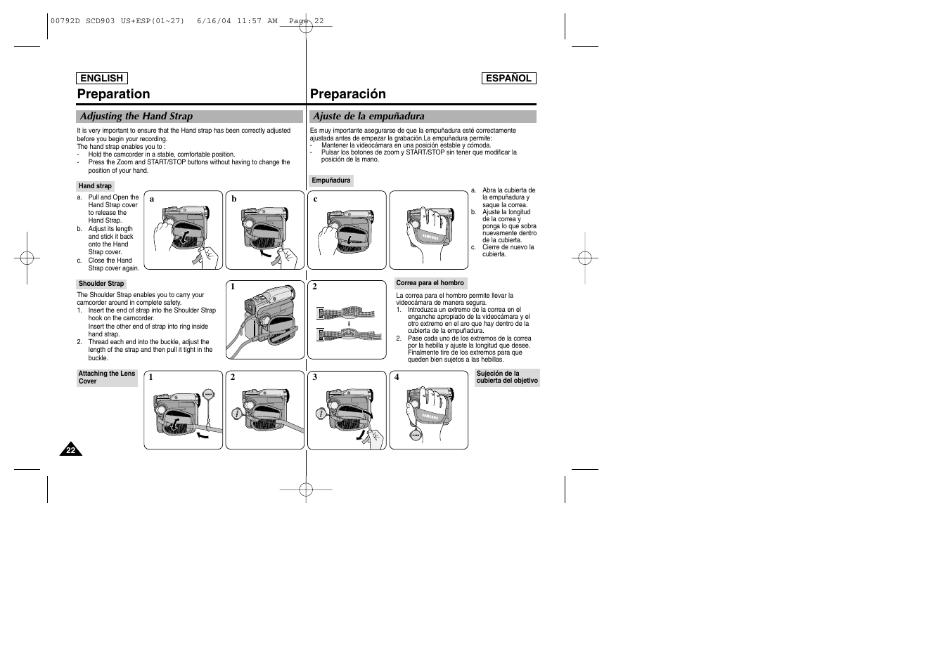 Preparación, Preparation | Samsung SC-D903-XAA User Manual | Page 22 / 109