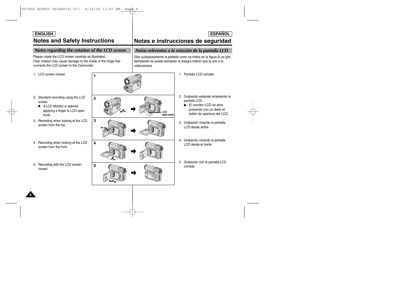 Notas e instrucciones de seguridad | Samsung SC-D903-XAA User Manual | Page 6 / 109