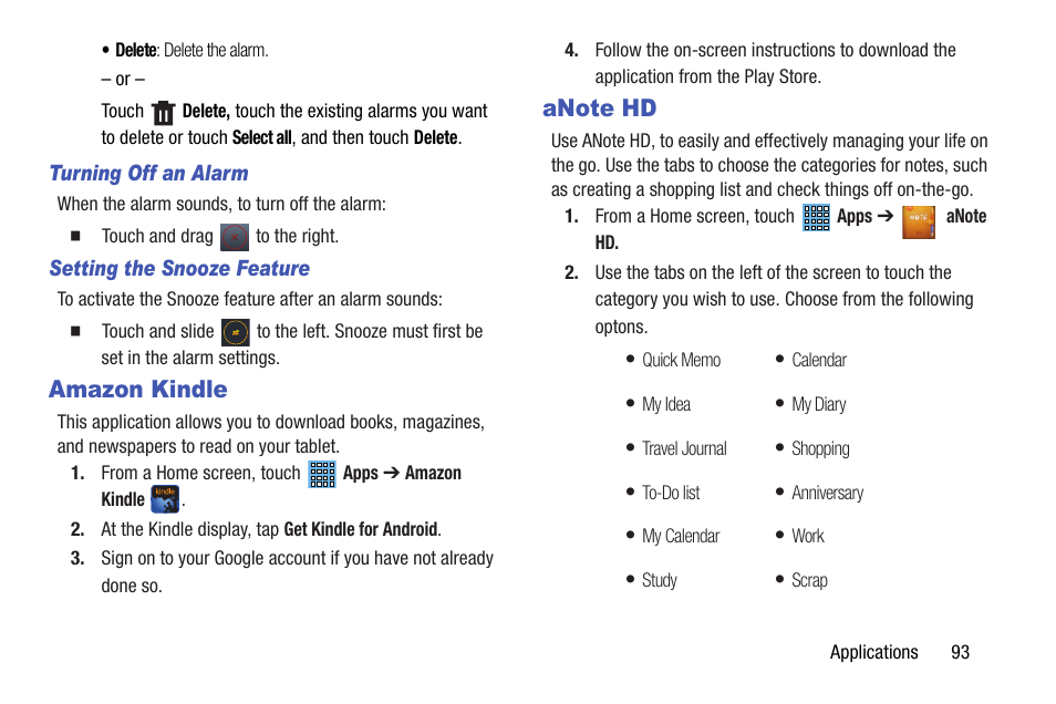 Amazon kindle, Anote hd, Amazon kindle anote hd | Samsung SGH-I467ZWAATT User Manual | Page 100 / 201