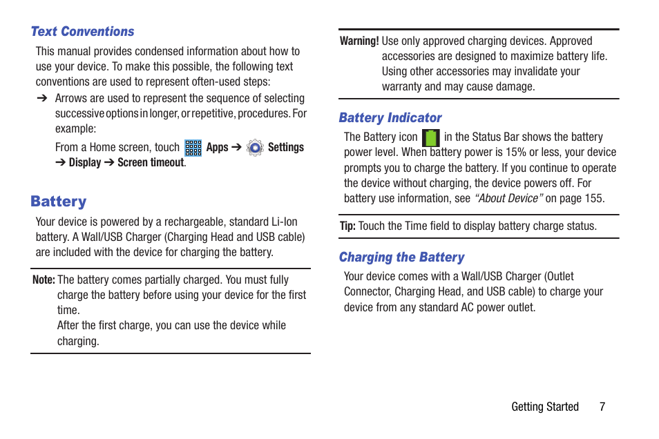 Battery | Samsung SGH-I467ZWAATT User Manual | Page 14 / 201