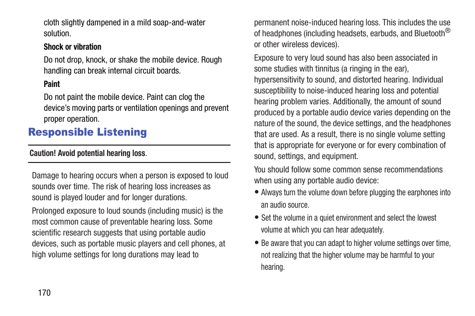 Responsible listening | Samsung SGH-I467ZWAATT User Manual | Page 177 / 201