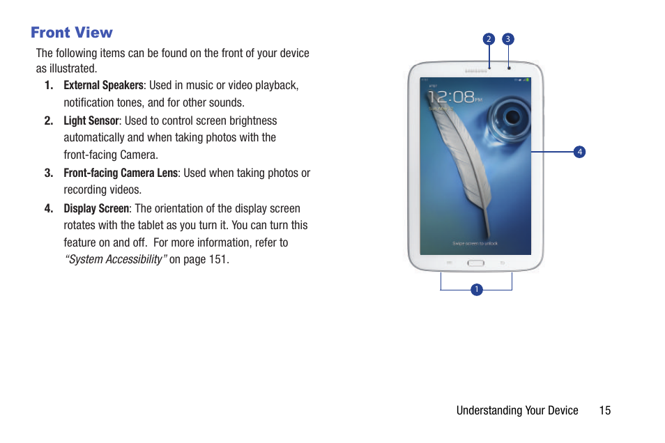 Front view | Samsung SGH-I467ZWAATT User Manual | Page 22 / 201