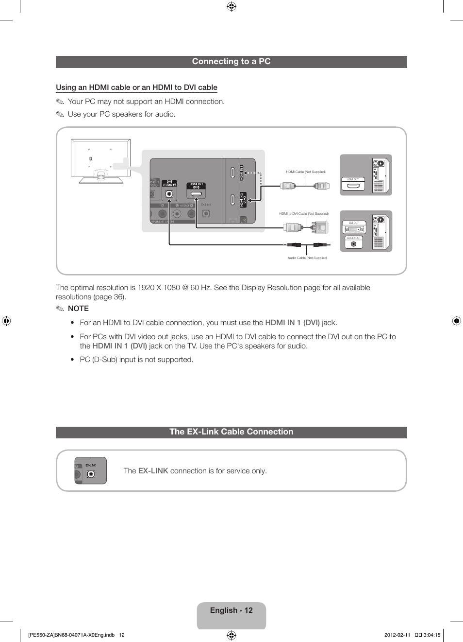 Samsung PN64E550D1FXZA User Manual | Page 12 / 38