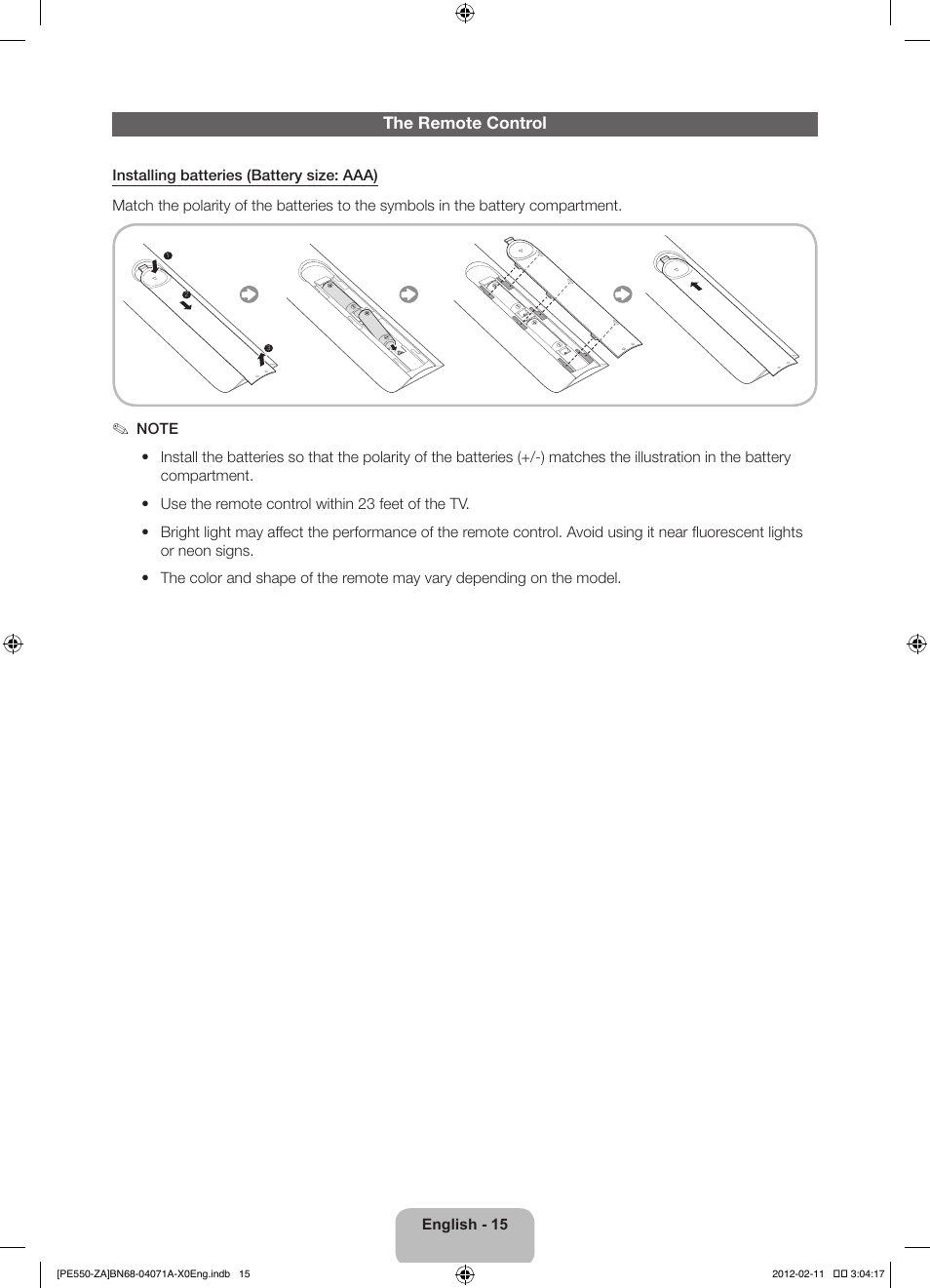 Samsung PN64E550D1FXZA User Manual | Page 15 / 38