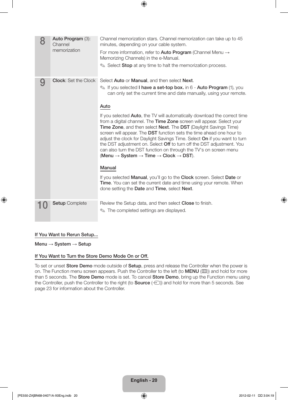 Samsung PN64E550D1FXZA User Manual | Page 20 / 38