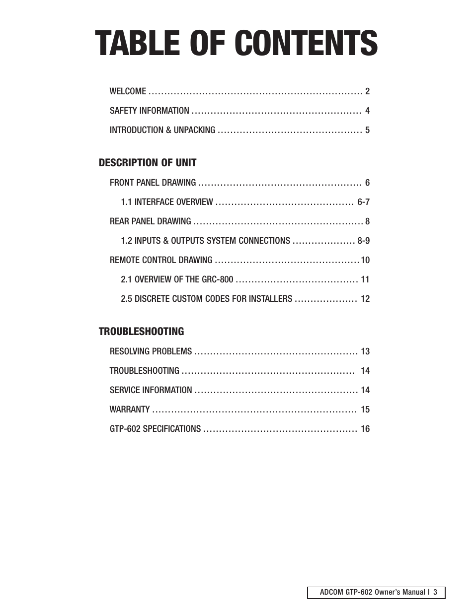 Adcom GTP-602 User Manual | Page 3 / 16