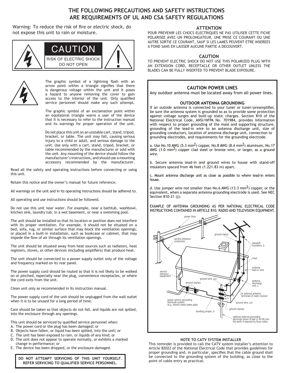 Caution | Adcom GTP-602 User Manual | Page 4 / 16
