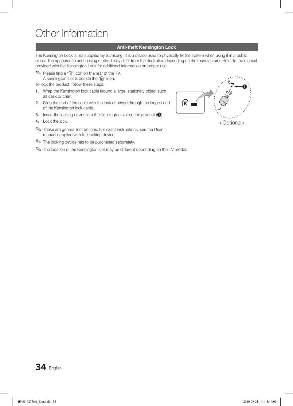 Other information | Samsung LN32C540F2DXZA User Manual | Page 34 / 41
