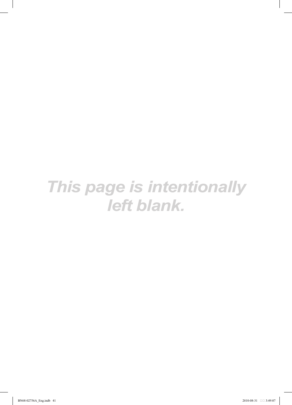 This page is intentionally left blank | Samsung LN32C540F2DXZA User Manual | Page 41 / 41