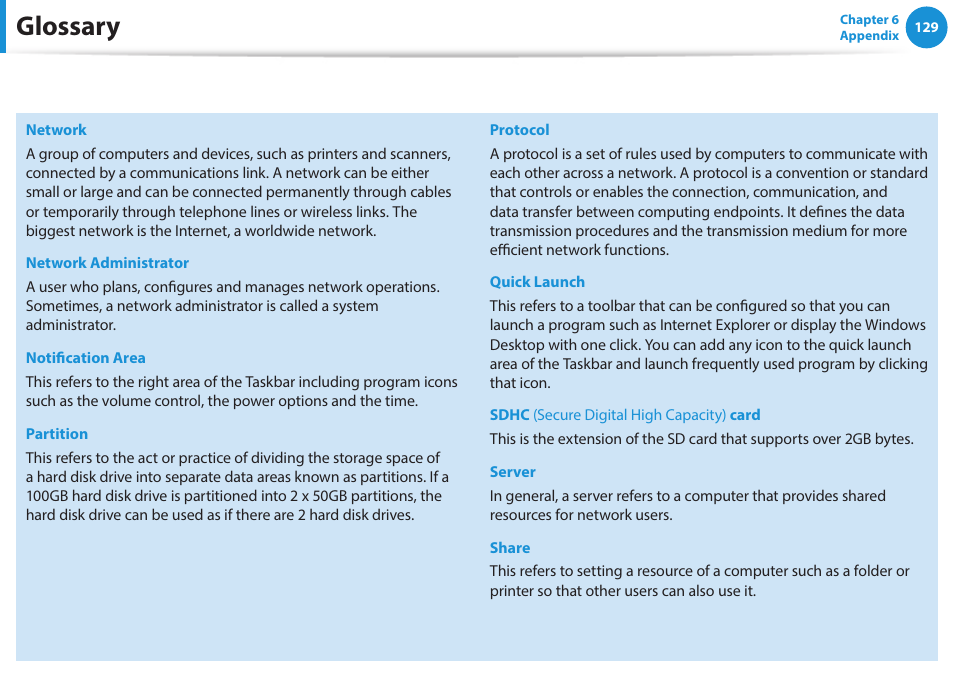 Glossary | Samsung NP270E5J-K01US User Manual | Page 130 / 131