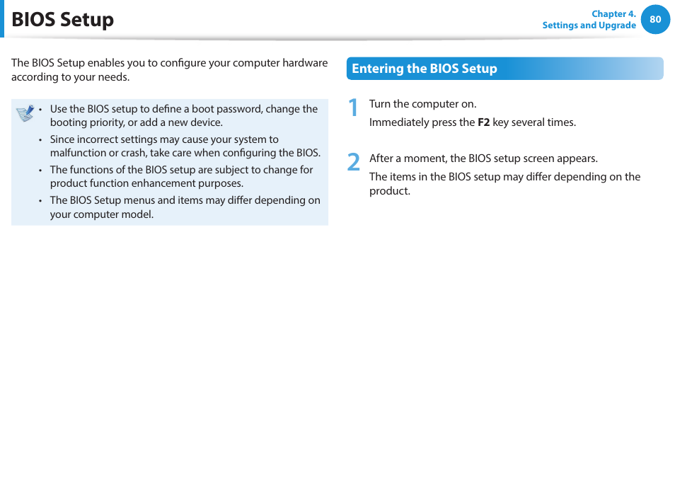 Bios setup | Samsung NP270E5J-K01US User Manual | Page 81 / 131