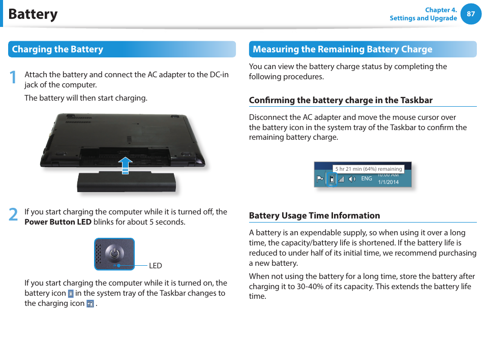 Battery | Samsung NP270E5J-K01US User Manual | Page 88 / 131