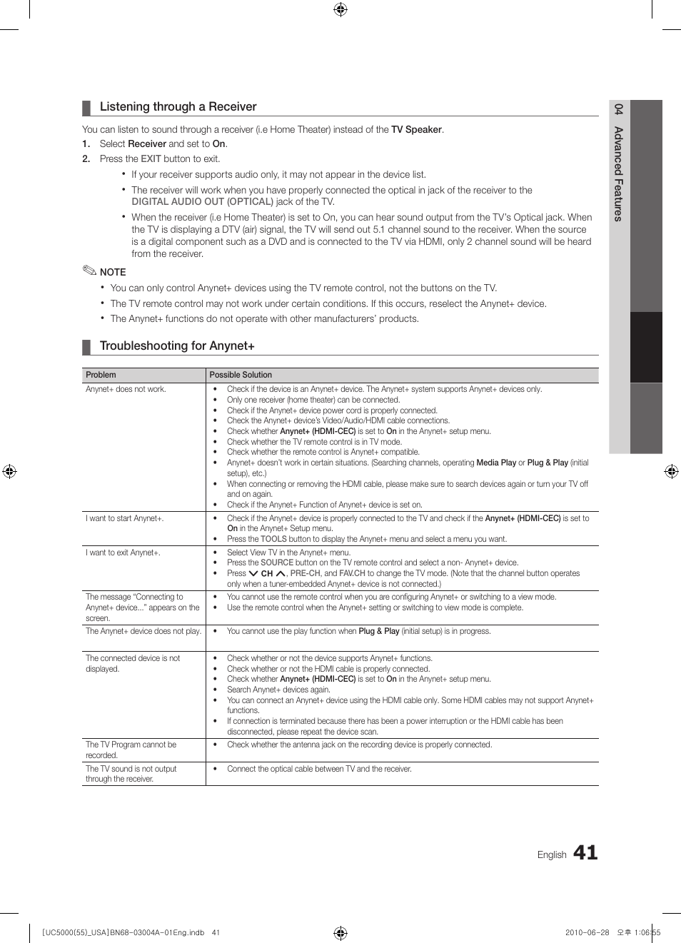 Samsung UN55C5000QFXZA User Manual | Page 41 / 54