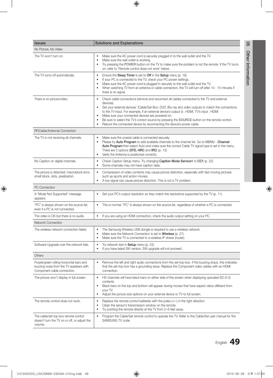 Samsung UN55C5000QFXZA User Manual | Page 49 / 54