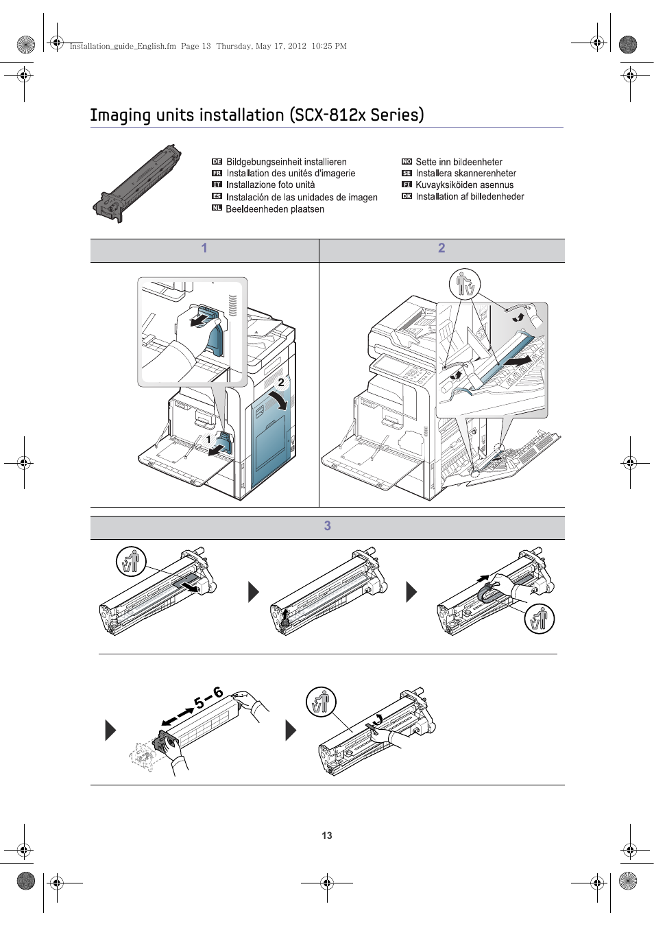 Imaging units installation (scx-812x series) | Samsung CLX-9301NA-XAA User Manual | Page 14 / 26
