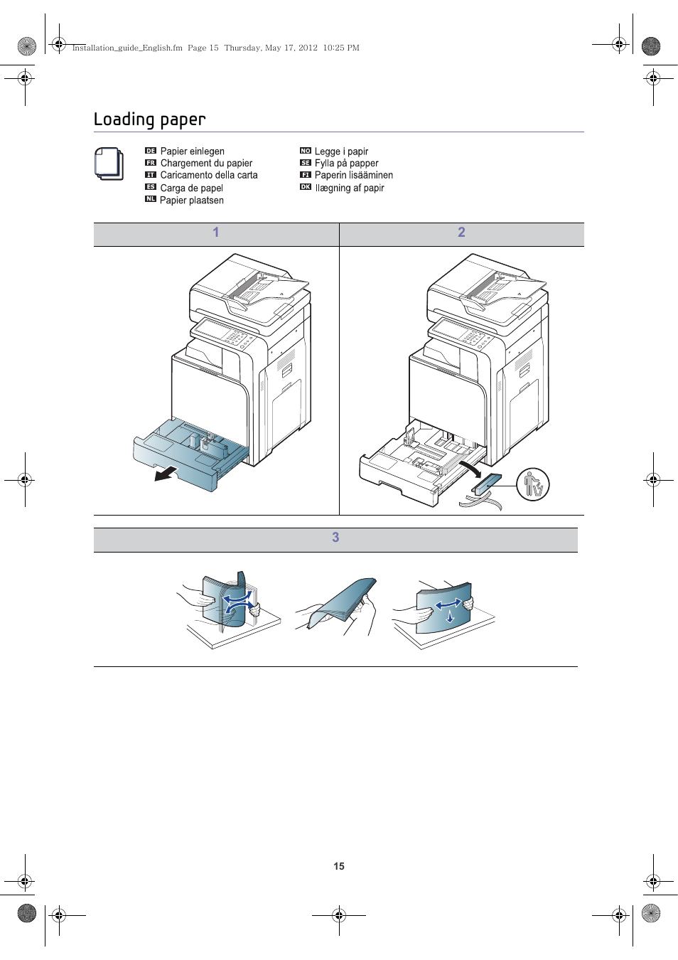 Loading paper | Samsung CLX-9301NA-XAA User Manual | Page 16 / 26